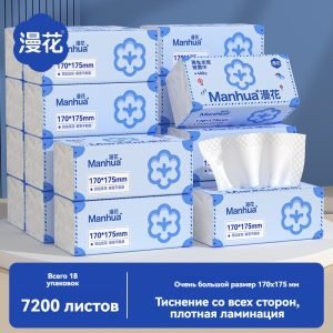 Путешественные меловые салфетки рулонные Маньхуа – 400 листов, 18 упаковок в коробке