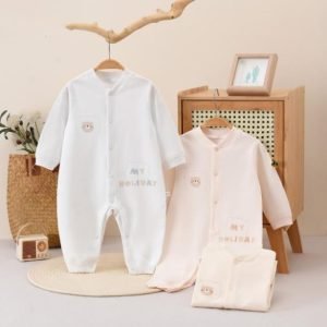 Комбинезон для младенцев (м/д) органический хлопок — бактерицидное, расклешенное, с мишкой-шариком, для карабканья