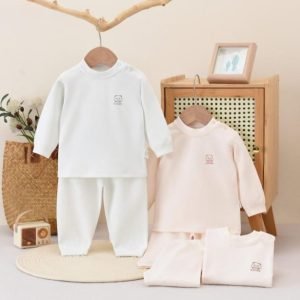 Набор детского нижнего белья безшовное — мягкий флис-хлопок, милый панда, пуговицы на плечах