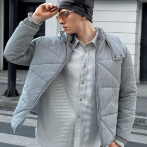 Хлопковый пуховик с капюшоном для зимы