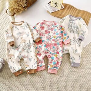 Хлопковый комбинезон для новорожденных, пижама, одежда для младенцев