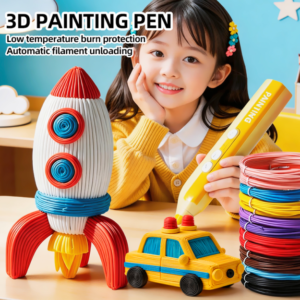 3D-кальмар для детей жёлтого цвета, совместимый с дополнительными цветными принтерными материалами.Этот ручка с портом Type-C и автономным временем работы от батареи до 45 минут отличается устойчивостью к засорению и совместимостью с различными материалами; её эргономичный дизайн подходит как для детей, так и для взрослых