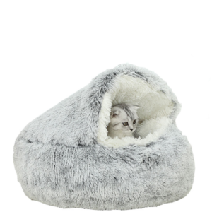 Pet Shell Nest — кошачий кошмарник с диваном для собаки, изготавливаемый из длинношерстного флиса, с 25-дюймовым памятным пенополистиролом для зимнего утепления, полузакрытый дизайн, антиклинзированный уютный материал, стирочный материал, комфортный серый цвет (для длинношерстного флиса)