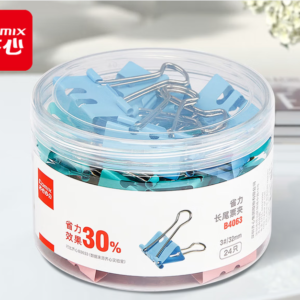 Цветные зажимы для бумаг QiXin B4063, облегченные, №3, 32 мм, 24 штуки в тубе