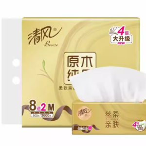 Полотенца бумажные Qingfeng Silky Soft, 4 слоя, 90 листов, 10 пакетов × 6 комплектов (10 пакетов в рулоне, 6 рулонов в ящике)