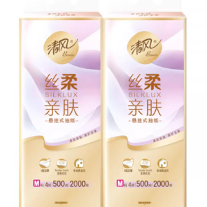Подвесные бумажные салфетки Qingfeng Silky Soft, 4 слоя, 500 листов, 1 пакет × 12 комплектов (12 комплектов в ящике)